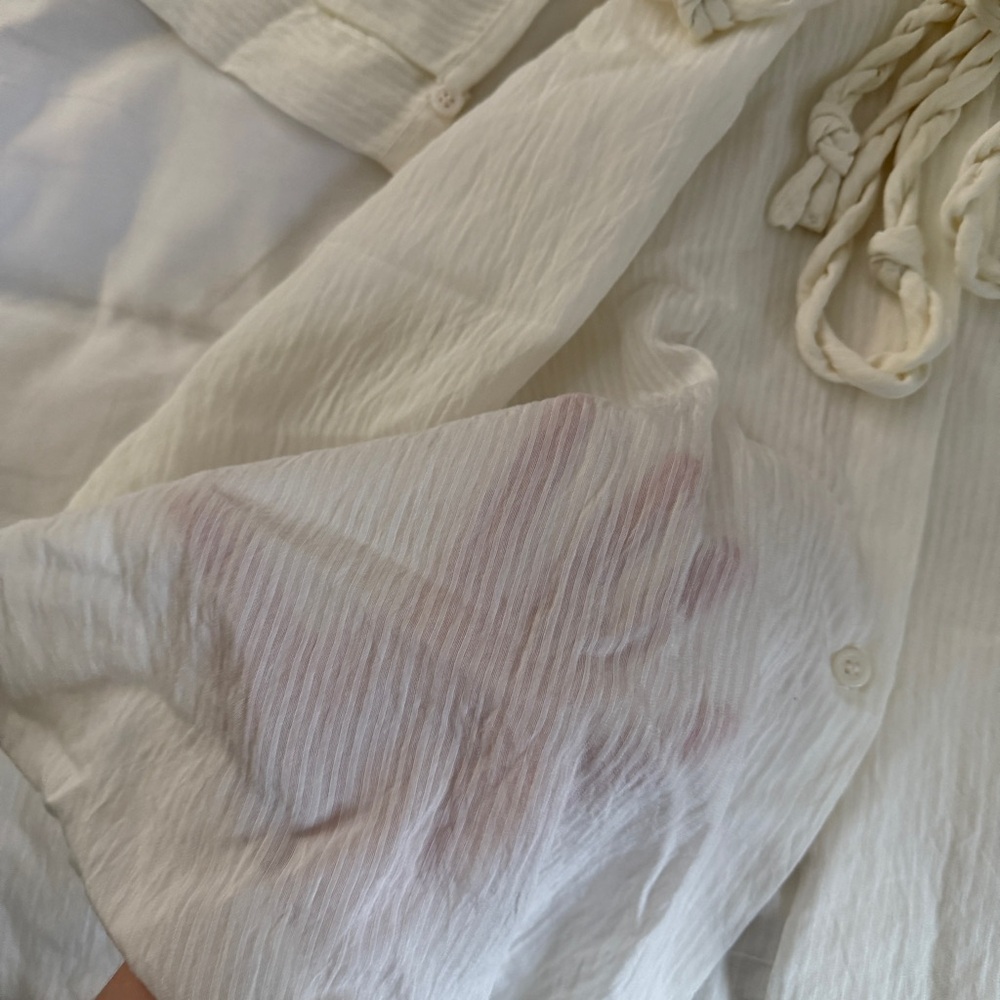 Zara Cream Button-Up Blouse - Picture 5 of 5